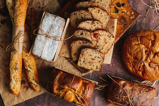 freshly baked bread in a bakery