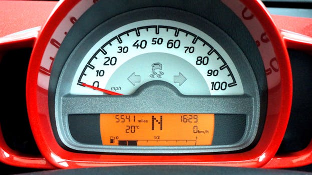 car dashboard with fuel gauge