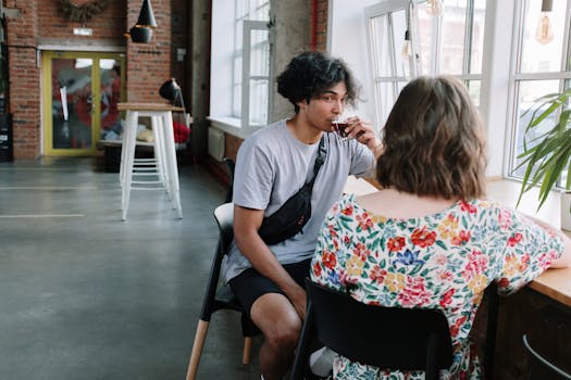 coffee shop with customers enjoying their drinks